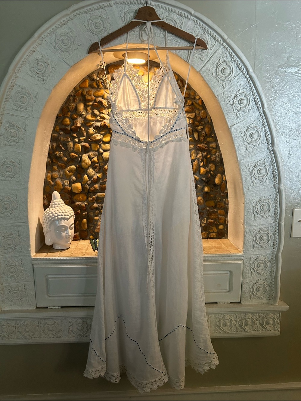 Free People Bohemian White Maxi Dress - Size 0 - Picture 7 of 9